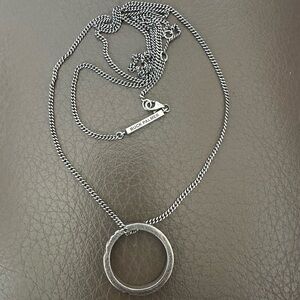 Buck Palmer Edgy Unique Unisex Silver Necklace with Circular Pendant